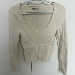 Abercrombie Ribbed White Sweater